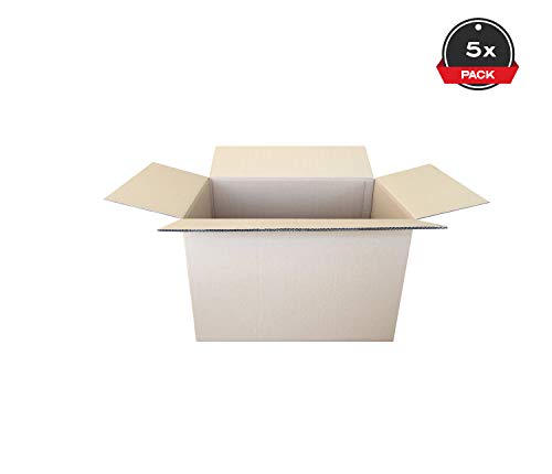 Cajeando | Pack de (5x) Cajas de Cartón de Canal Doble | Tamaño 60 x 40 x 40 cm | Color Marrón | Mudanzas | Cajas Grandes de Almacenaje | Fabricadas en España