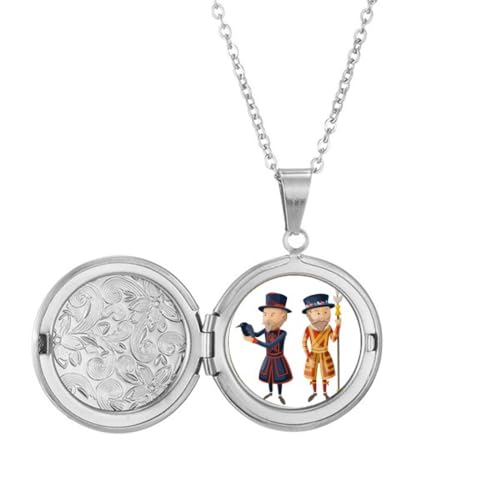 Collier médaillon soldats royaux de Londres en acier pendentif unisexe