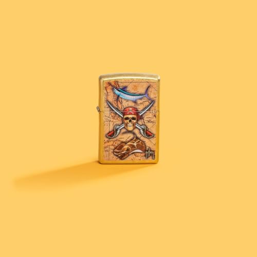 Zippo Encendedor Personalizado Pirata Tumbled Brass miniatura 3