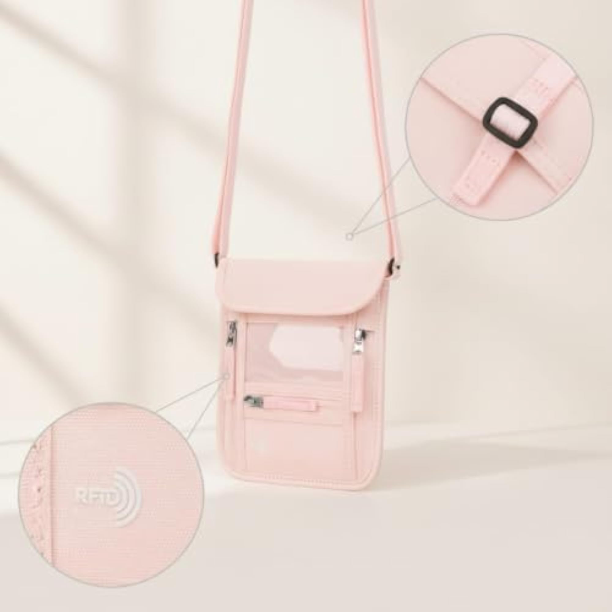 Electronic Scan Blocking Neck Pouch with Clear Window, Multi-Pocket
