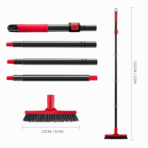Miniatura 3 de Mitclear Cepillo Para Fregar Lechada En Forma V Con Mango Largo 132cm , Limpiador De Azulejos Limpiar De Lechada Con Cerdas Duras, Cepillo De Limpieza Suelo Para Azulejos Baño Conica Ducha Rojo