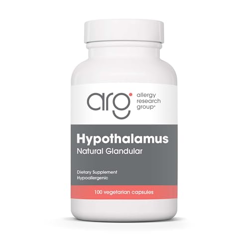 Allergy Research Group Hypothalamus Supplement - Endocrine Support, Natural Glandular, 500mg Adrenal Support, Adrenal Pituitary, Adrenal Gland Function, Bovine, Lyophilized, Vegicaps - 100 Count