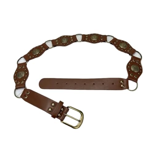 Retro Ring Spliced Denim Rivet Metal Buckle Heavy-duty Wide Belt