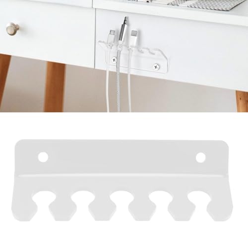 Cable Management Under Desk, 4 PCS Cable Holder Clip 5 Slots Acrylic Phone Tablet Charging Cord for Desk Wall (Transparent) miniatura 5