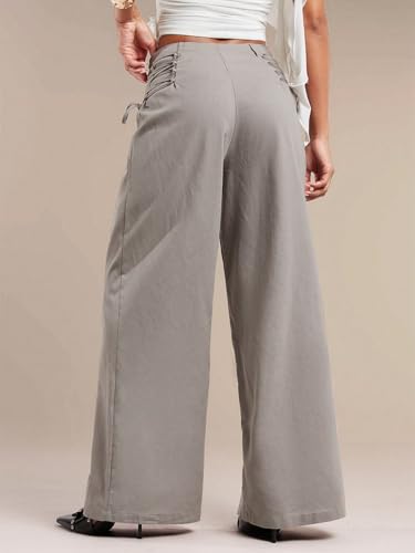 Women's 2025 Summer Casual Long Pants Casual High Waist Wide Leg Pants3