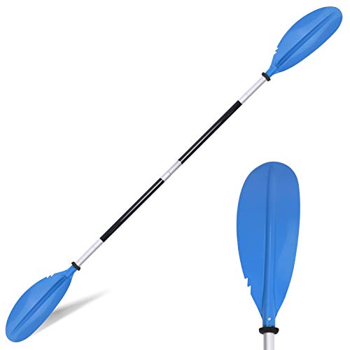 Apurioni Kayak Paddle 222cm 87.4in Alloy Shaft and Fiberglass Blades, Detachable 4-Piece Oar for Kayak, Canoe, Inflatable Boat and Paddle Board (Blue)