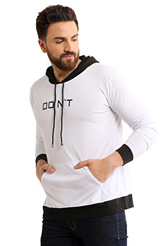 Image of Dagcros Men's Full Sleeve Printed Hooded T-Shirt -Small (White)