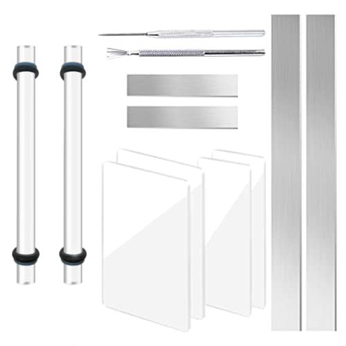 12 Polymer Clay Tools Acrylic Rolling Pin with Thickness Rings for Sculpting Craft Shaping Knife Cutters Slicer Kit Clear Rectangle Sheet Press Board Wire Texture Set Needle Detail Modelling Supplies