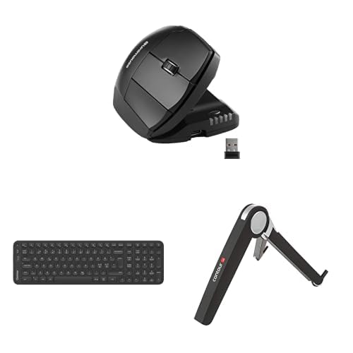 Contour Unimouse sans Fil droitier + Balance Keyboard sans Fil Compact AZERTY + Laptop Stand Pack