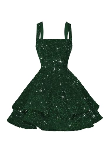 Image of vintys Teens Sequin Short Homecoming Dresses 16 Photo Shoot Tiered Cocktail Party Dress VS116