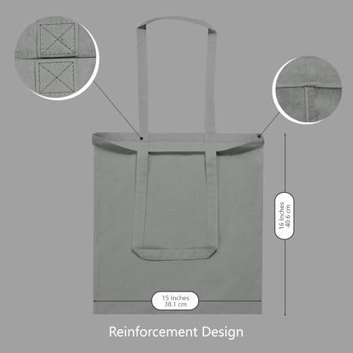 Image of TOPDesign 24-Pack Economical 16 inchx15 inch Light Grey Cotton Tote Bags, Lightweight Medium Reusable Grocery Shopping Cloth Bags, Suitable for DIY, Advertising, Promotion, Gift, Activity
