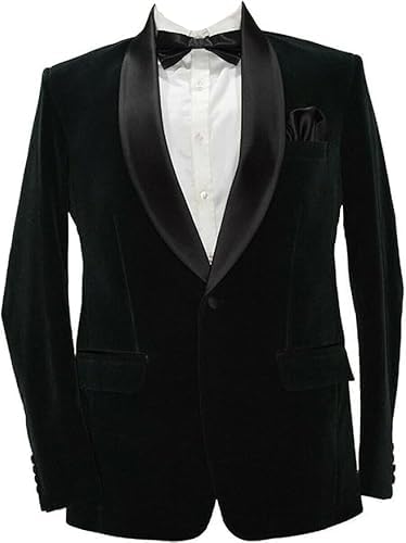 Men's Velvet Blazer Black Two Button Solid Slim Fit Blazer Sport Coat for Dinner Prom Wedding