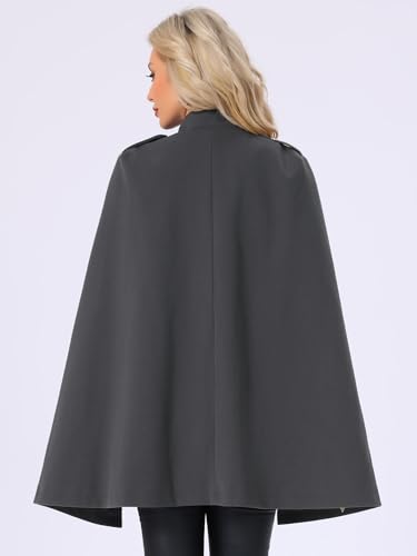 Allegra K Cape Coats for Women's Winter Slit Sleeve Double Breasted Cloak Coat3