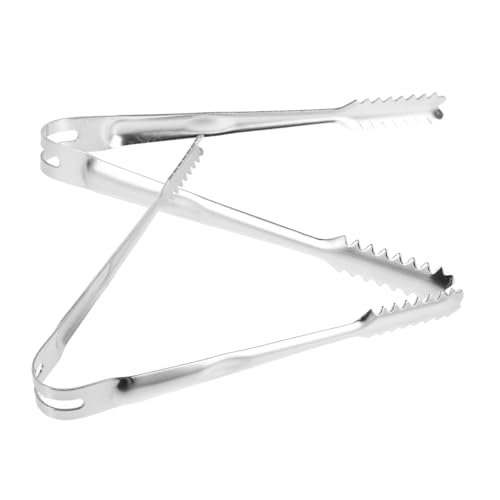 MUCKLILY 2pcs Stainless Steel Buffet Tongs with Nonslip Grip Versatile Small Serving Tongs for Ice Bread Fruit and Barbecue Food Clips for Parties and Events