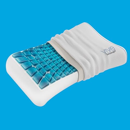 Technogel Luxury Cooling Gel Pillow I Neck & Shoulder Pain Relief I 2 Heights Cervical Spine Shape I Extra Gel Amount I Memory Foam Base I Cool Sleeping I Washable Cooled Cover I Comfort Revolution