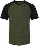 TARAINYA Hommes coton T-shirts Col rond Manche courte Casual Soft 95% coton + 5% élasthanne, ajustement régulier, stretch cou d'équipage, manche raglan, blocked couleur, port quotidien occasionnel, été, M-4XL