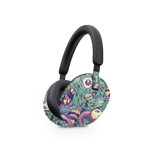 Image of MightySkins Carbon Fiber Skin Compatible with Sony WH-1000XM5 Headphones - Eyes and Teeth | Protective, Durable Textured Carbon Fiber Finish | Easy to Apply