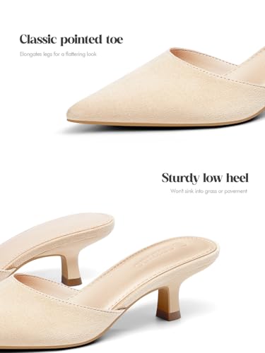 Image of Coutgo Womens Kitten Low Heels Mules Closed Pointed Toe Pumps Slip On Backless Dress Shoes