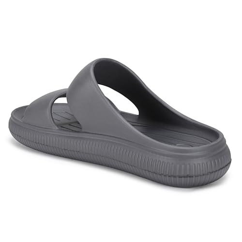 Image of Aqualite Men's Slides Slippers | Slip-On Comfort Flipflop Flat Base, Anti-Skid Sole & Lightweight | Casual Home & Outdoor Sandal for Men