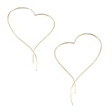 [ジュエリーショップエム] 日本製 ワイヤー オープンハート 手曲げ フック ピアス 金属アレルギー対応 シンプル レディース ピンクゴールド p0248