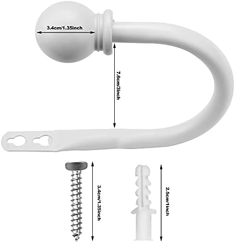 QUCUMER 2 Packs Curtain Holdback, Wall Mounted Curtain Tie Backs Metal Curtain Hooks U Style Metal Tie Backs Tassel Drapery Holder Curtain Drapery Hooks with Screws for Home Accessories (White)