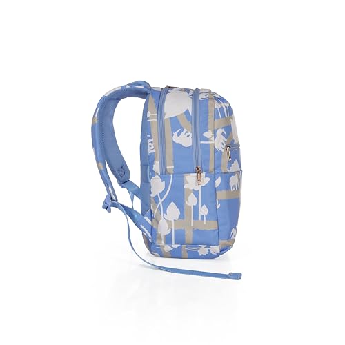 Image of American Tourister x Love Child by Masaba Printed Polyester Backpack for Women /Stylish Lightweight College & Travel Backpack /Spacious Compartments /Padded Shoulder Straps /Trendy Casual Bag- Blue