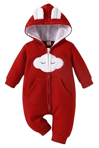 Image of First Kick Baby and Kids cotton fleece romper jumpsuit onesie sleepsuit clouds embroided