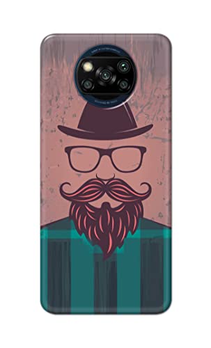 Image of PRINTFIDAA Man Icon with Beard Shirt Hipster Printed Designer Hard Case for Poco X3 Back Cover -(e) RPM1001