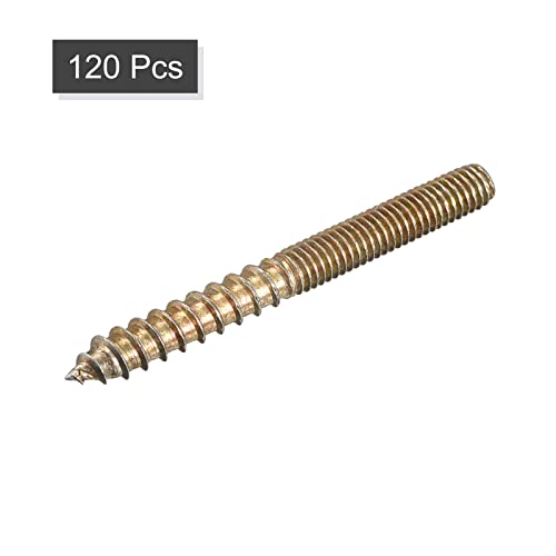 Image of uxcell M6x60mm Hanger Bolts, 120pcs Double Ended Thread Dowel Screws for Wood Furniture Connecting