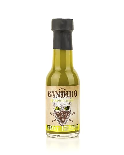 Salsa Picante de Jalapeño Bandido - Frasco de 100 ml - Salsa de Estilo Mexicano - A Base de Chile Jalapeño, Pimiento Verde y Especias - Producto Gourmet de Origen Portugués