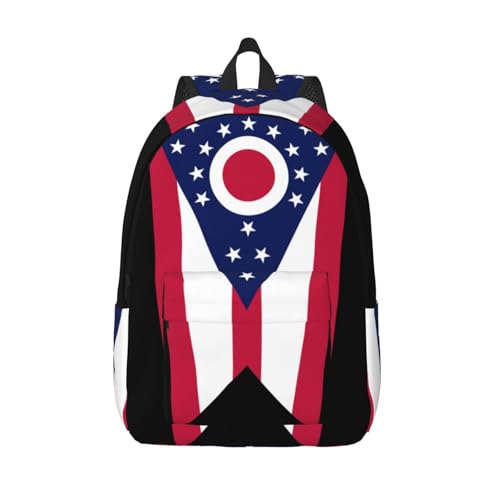 Sac à dos en toile robuste WURTON avec drapeau de l'Ohio, ultra résistant et polyvalent