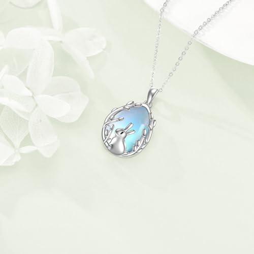 Sterling Silver Buuny/Koala/Hamster/Dragonfly/Octopus Moonstone Pendant Necklace Animal Jewelry Gifts for Women Girls Teens Birthday4