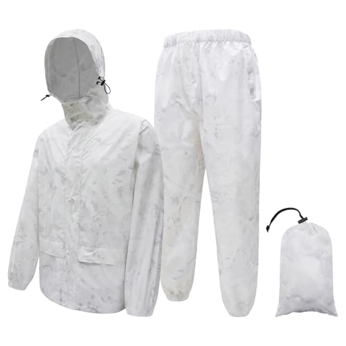 Image of LOOGU Men's Rain Suit - Rain Gear for Men Waterproof, Lightweight Rain Coat, Breathable Mens Rain Jackets Hood and Pants