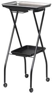 FT59-A Kayline Designed Aluminum Top Salon Color Service Fold A Way Tray W/Towel Bar and Lower Shelf. Made in the USA + Free YS Park Chignon Clips ($13 value)