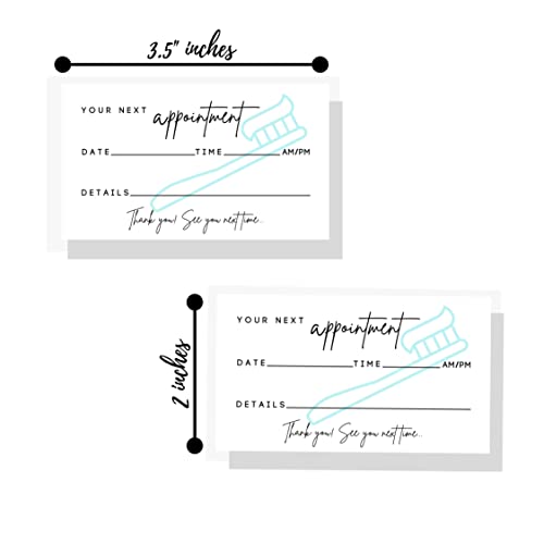 Dental Appointment Reminder Cards | 50 Pack | Teeth Whitening, Dental Office, Client Reminder, Patients, Pediatric Dentist, Orthodontics, Bulk 2X3.5” Minimalist Teal Toothbrush #TOP1