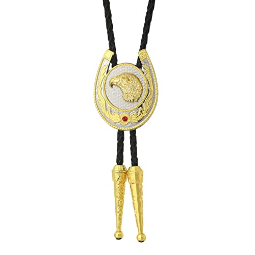 Bolo Cravate Homme Western au pendentif en U doré et cordon cuir noir