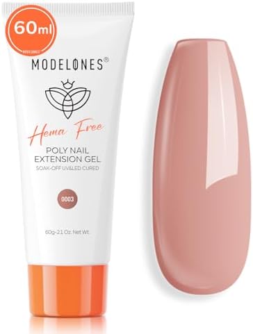 Amazon.com: modelones Poly Nail Gel, Hema-Free 60ML Natural Nude Poly