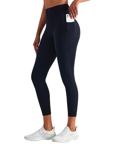 AEIKINISIS Women's High Waist Yoga Leggings with Pockets, Tummy Control Workout Running Pants (US, Alpha, X-Small, Regular, Regular, Black)