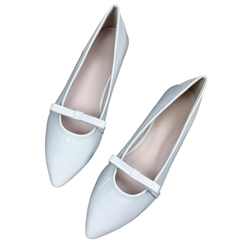 SAILING LU Women's Bowtie Pointed Toe Ballet Flats Bridal Wedding Flats Dressy Comfortable Flat Shoes Slip-On Loafers