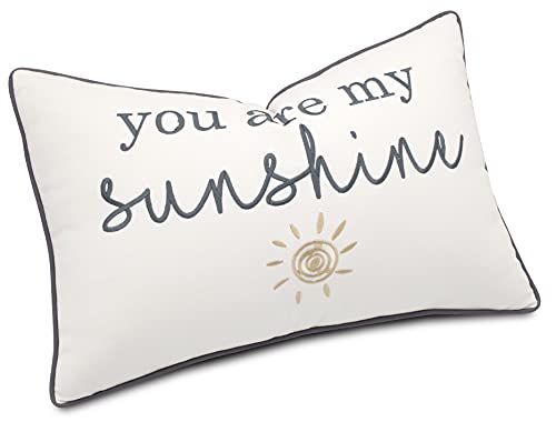 Yugtex You Are My Sunshine Cotton Embroidered Lumbar Decorative Accent Throw Pillowcase - Daughter's Room Decor - 12X18 Inches, Ivory #TOP1