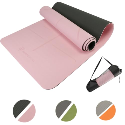 PERPETUAL® Esterilla de Yoga y Pilates de 6mm TPE - Mat Antideslizante - Con Correa y Bolsa de...