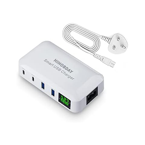 HIHOBDAY Fast Charging Station, 70W/12A Multi Charging Station 4-Port USB Charger 20W PD QC3.0 Multi Port USB Charger Hub with LCD Display Compatible for iPhone iPad Samsung More Cover