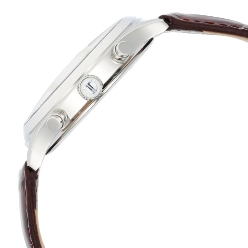 Image of Titan Sapphire Quartz Multifunction White Dial Brown Leather Strap Watch for Men - NT1874SL03