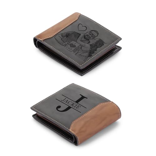 Nameinhea Custom Wallets for Men Personalized Photo Wallet for Men Engraved Wallets Personalized Gifts for Husband Son, Dad Gifts for Fathers Day (Custom Wallet -1)