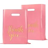 Jutieuo Paquete de 100 bolsas de plástico de agradecimiento extra gruesas de 2.36 mil, 12 x 15 pulgadas, para negocios, bolsas de agradecimiento con asas para tiendas, boutique, ropa, regalo de