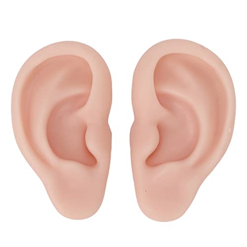 1 Pair Silicone Ear Model Piercing Practice Model Silicone Ear Model Ear Body Part Kit for Earrings Display Ear Piercing Exercise (Medium Skin Color)