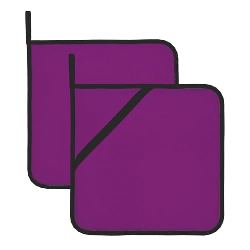 Wei Purple Print Pot Holder Set of 2, Heat Resistance Potholders Oven Hot Pads with Pocket for Kitchen, Cooking, Baking, Oven, Microwave, BBQ (20.5 X 20.5 Cm)