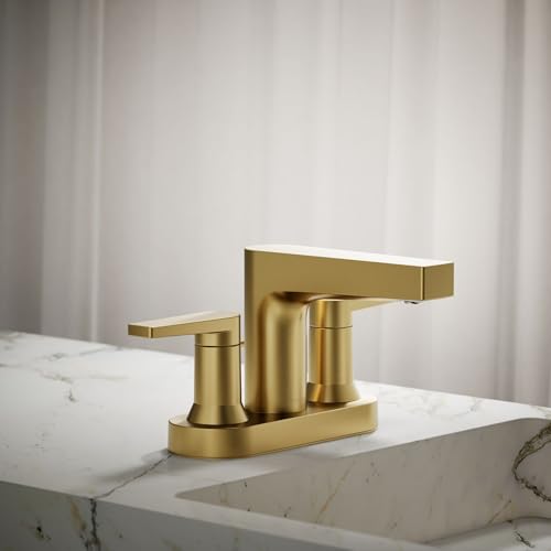 KOHLER K-97031-4-2MB Taut Centerset Bathroom Sink Faucet, 1.2 GPM, Two-Handle Faucet, Minimalist Design, Corrosion Resistant, Vibrant Brushed Moderne Brass - image 2