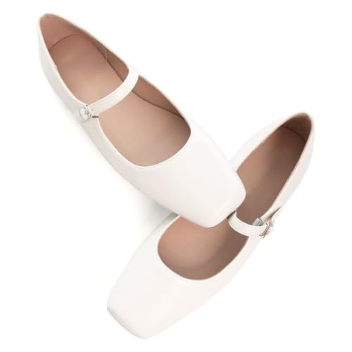 Image of TN TANGNEST Leather Flats for Women Retro Mary Jane Flats