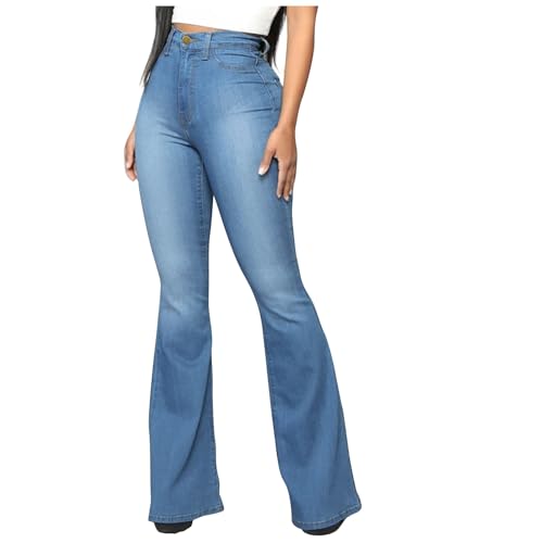 Women's High Waisted Tummy Control Skinny Flare Jeans Curvy Fit Stretch Butt Lifting Denim Pants Plus Size Casual